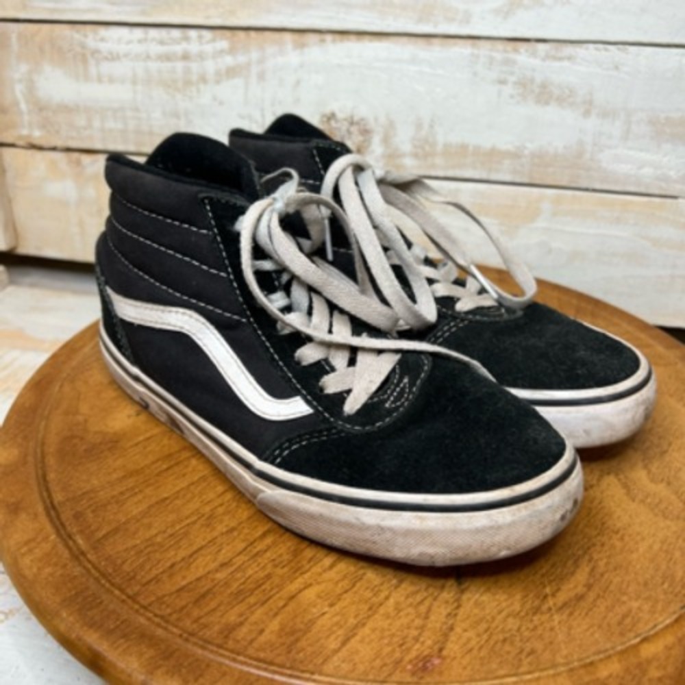 Vans Boys Old Skool Skate Shoes Athletic Black White 500714 High Top Lace Up 4 M